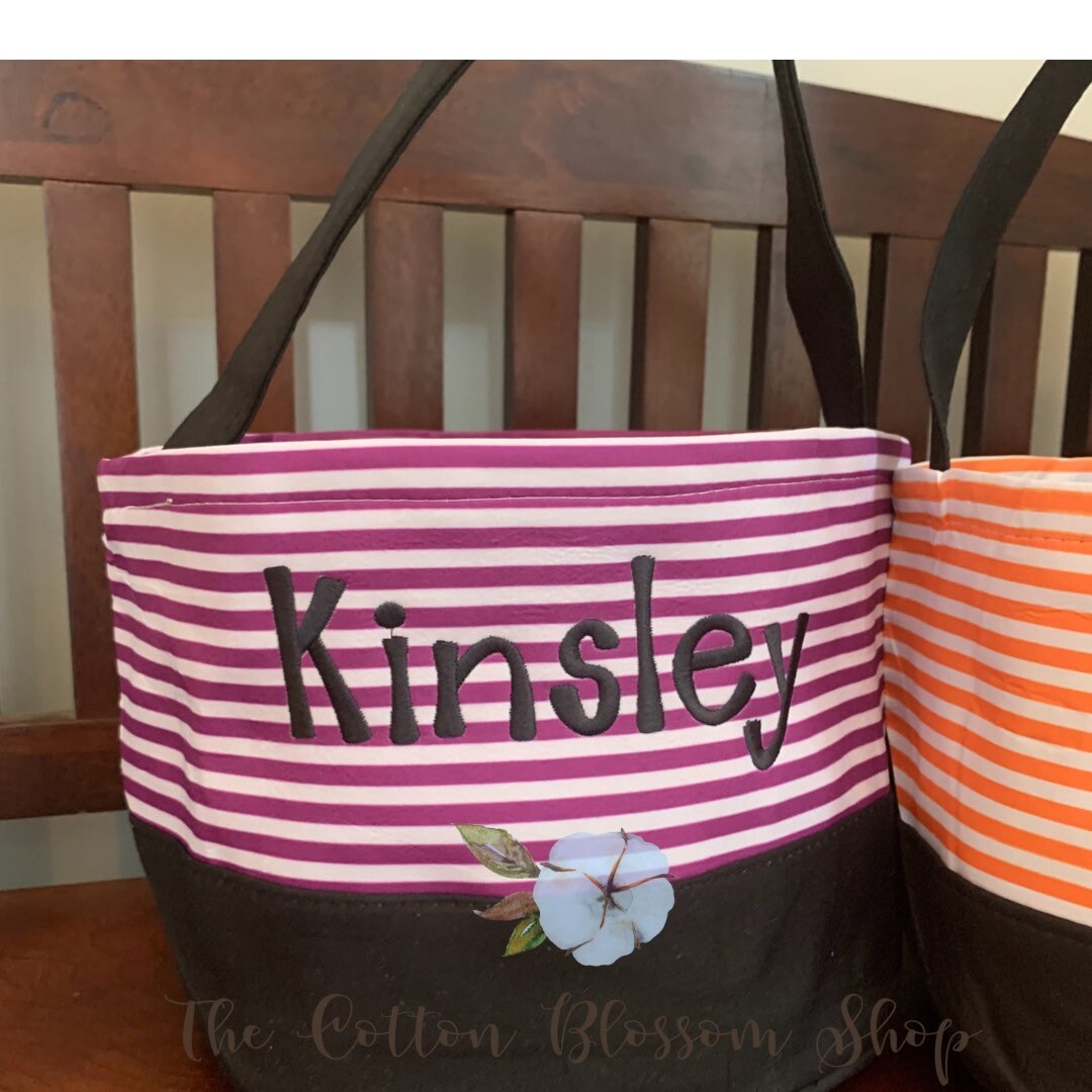 Trick or treat bag, monogrammed Halloween Bucket, Halloween Candy tote bag, Halloween bag, monogrammed halloween bag, personalized