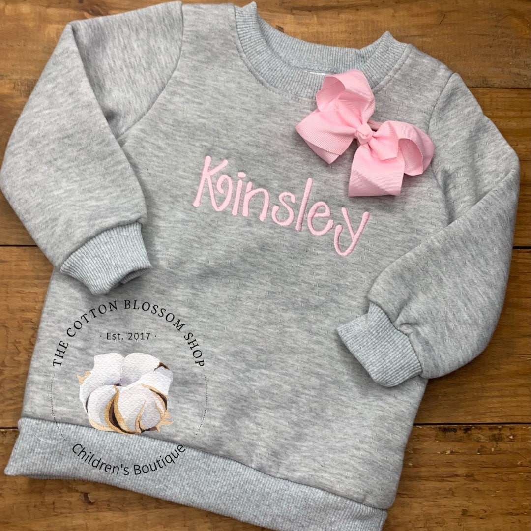 Girls Monogrammed sweatshirt, pink monogram, baby girls sweatshirt, toddler sweatshirt