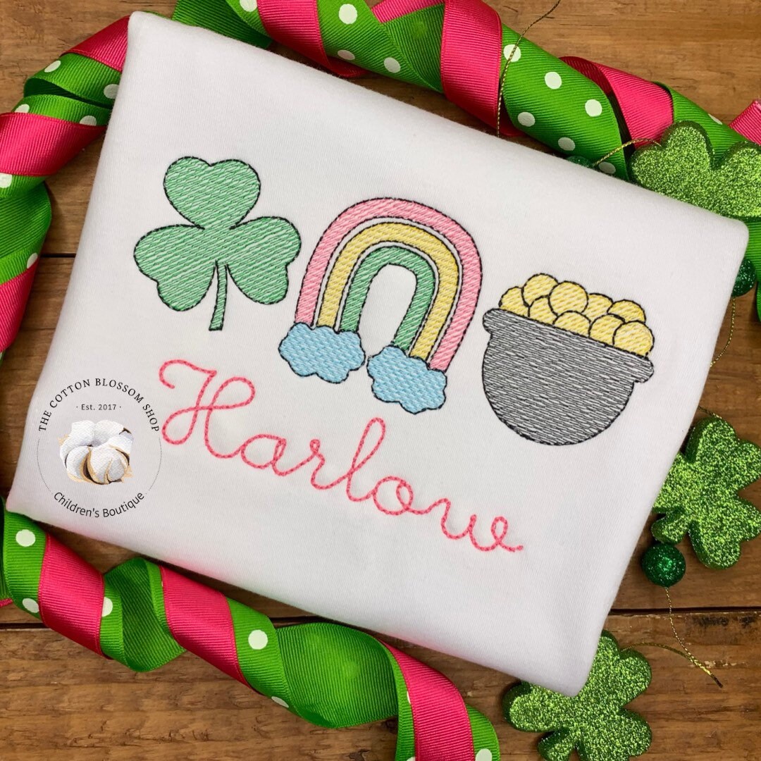 Girls St. Patrick's Day Shirt, Personalized St. Patrick's Day Shirt, Girls St. Patrick's Day shirt, Monogrammed Pot of gold shirt