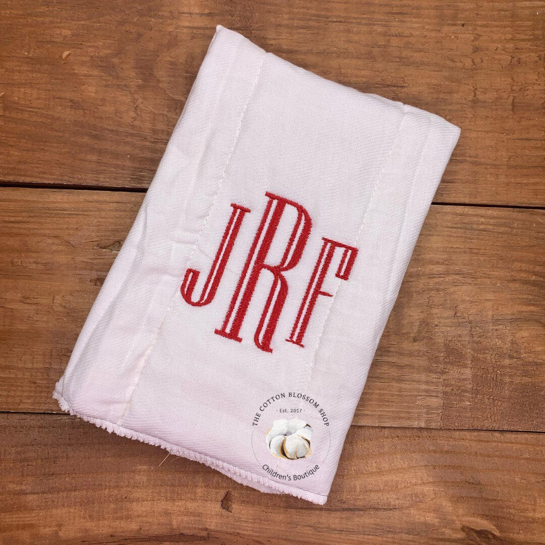 Baby boys stacked monogrammed burp cloth - boys monogrammed baby shower gift - boys monogrammed burp cloth - stacked monogrammed burp cloth