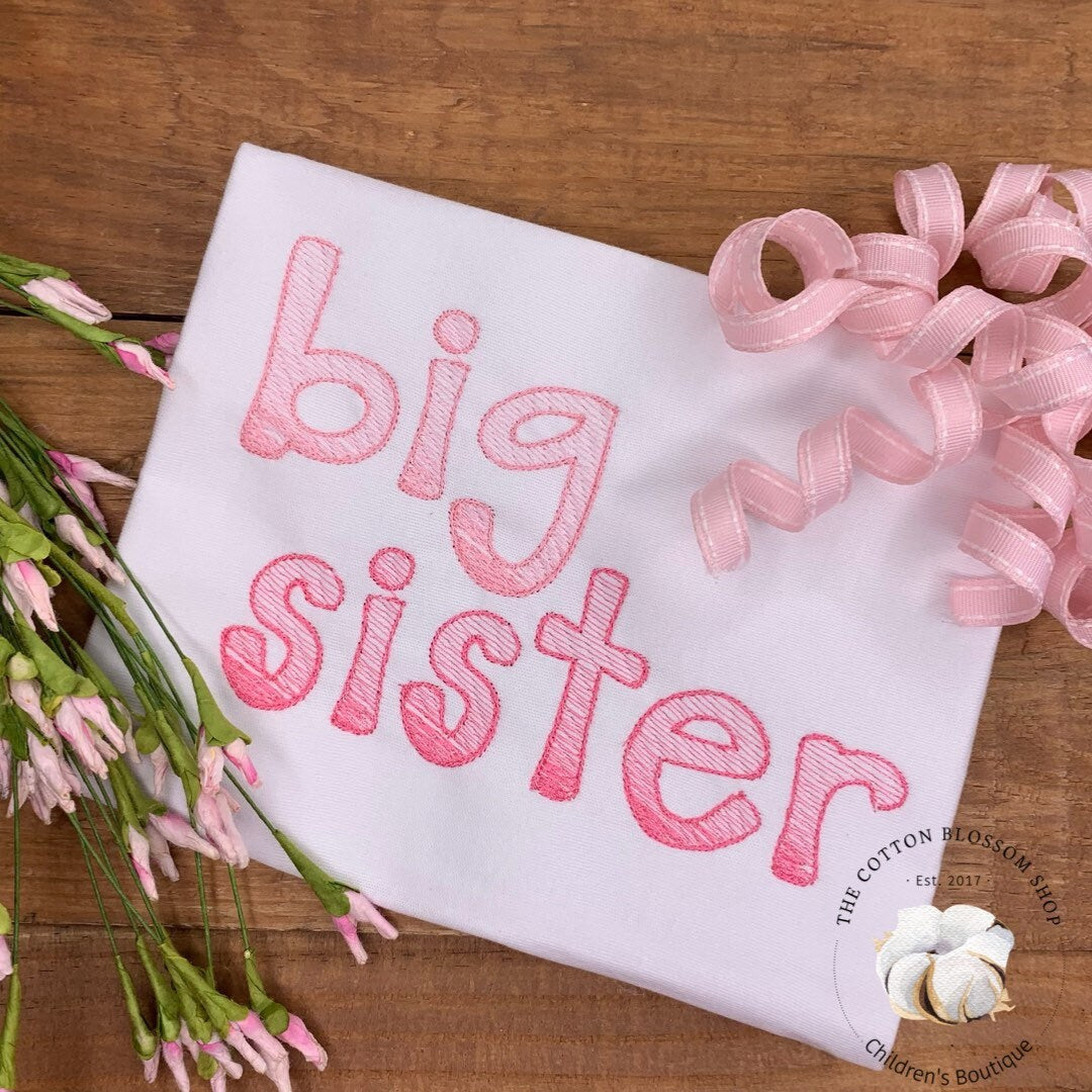 Big sister shirt, big sister pregnancy announcement shirt, big sister embroidered shirt, big sister applique shirt