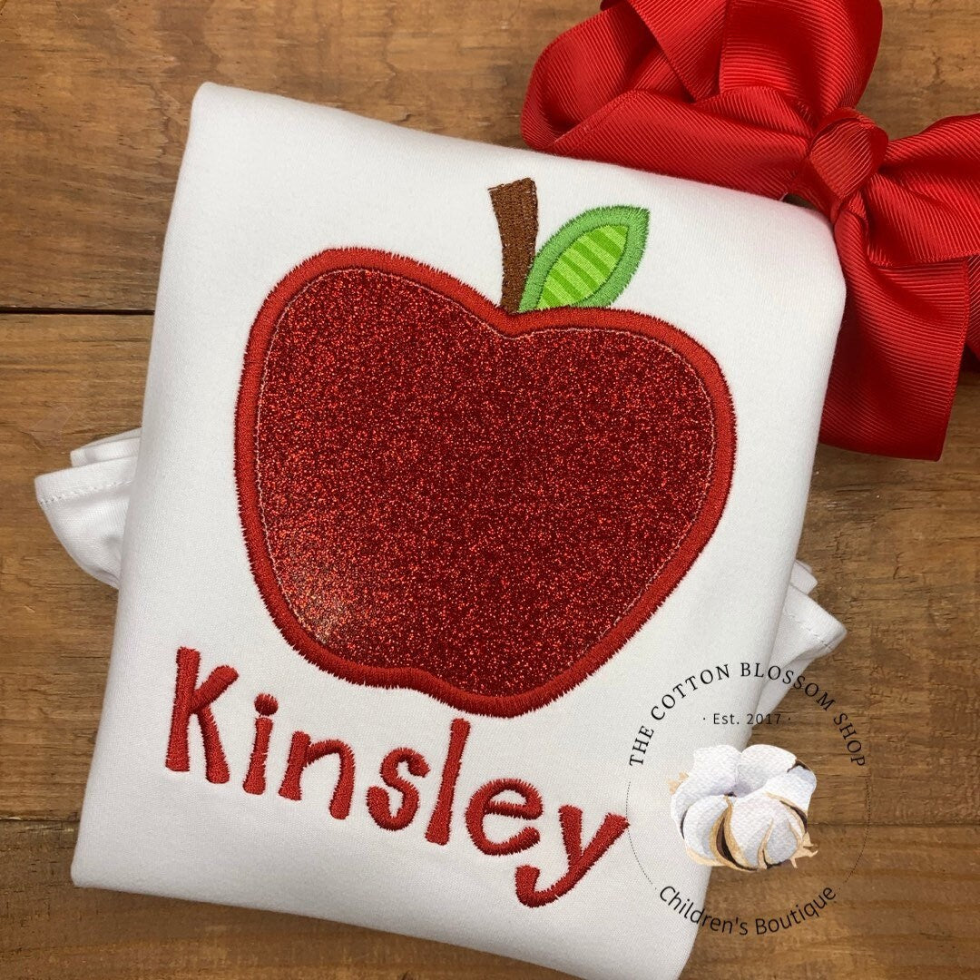 Girls back to school Kindergarten shirt, kindergarten shirt, first day of school shirt, back to school shirt, girls shirt, apple glitter