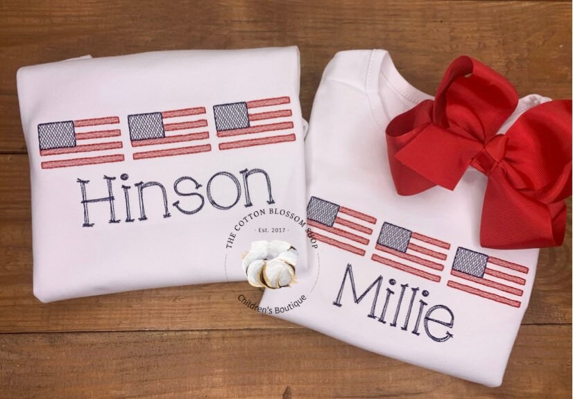 Brother and sister matching 4th of July shirts, sibling shirt set, matching patriotic appliqué shirts, brother sister matching 4th of july