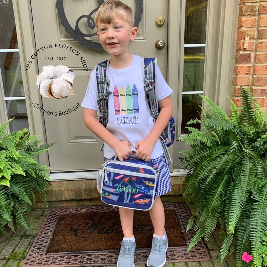 Boys first day of school shirt, boys back to school shirt, boys crayons shirt, boys kindergarten shirt, monogrammed shirt, crayons shirt