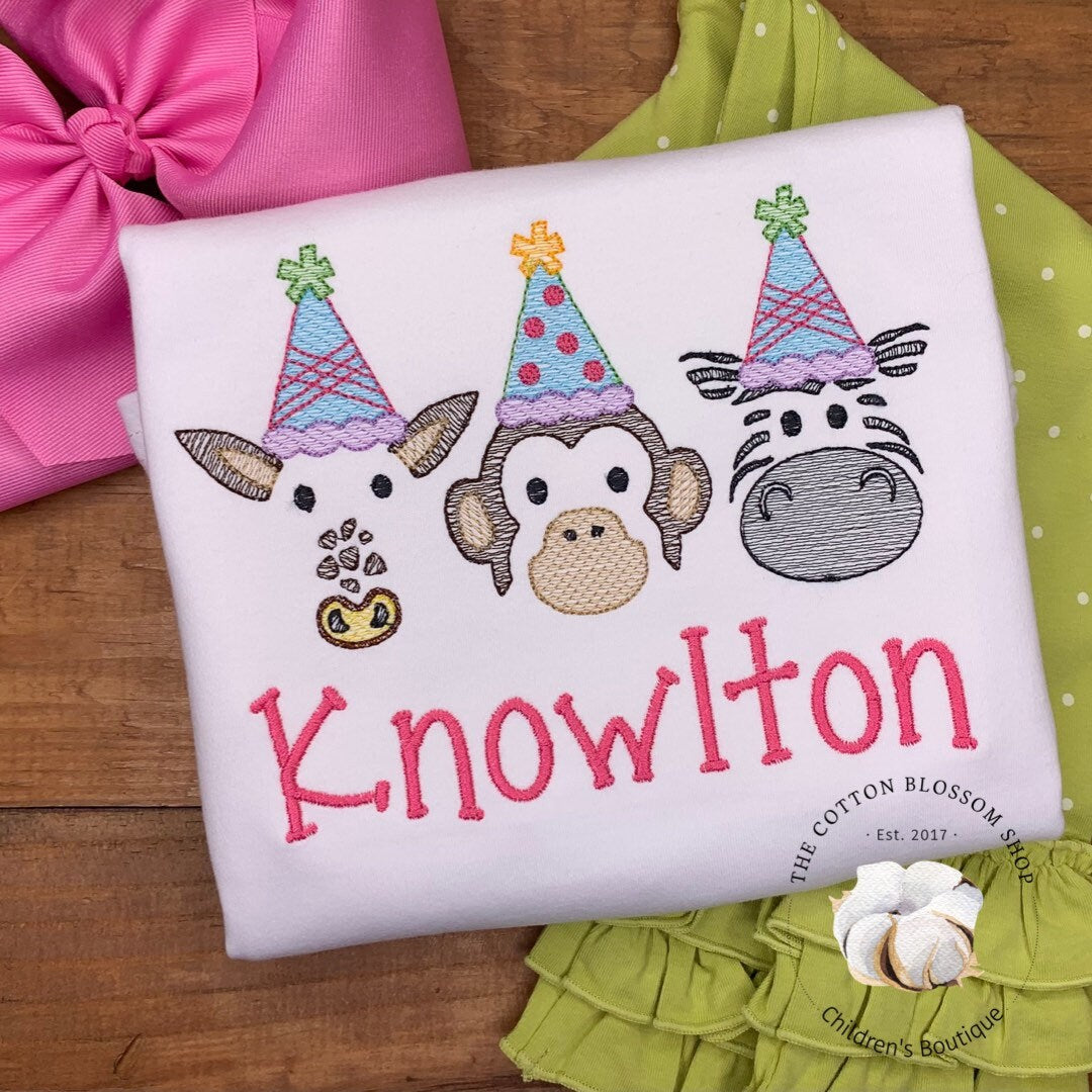 Girls Zoo birthday Shirt - Going to the Zoo shirt, zoo birthday shirt, applique shirt, embroidered, monogrammed