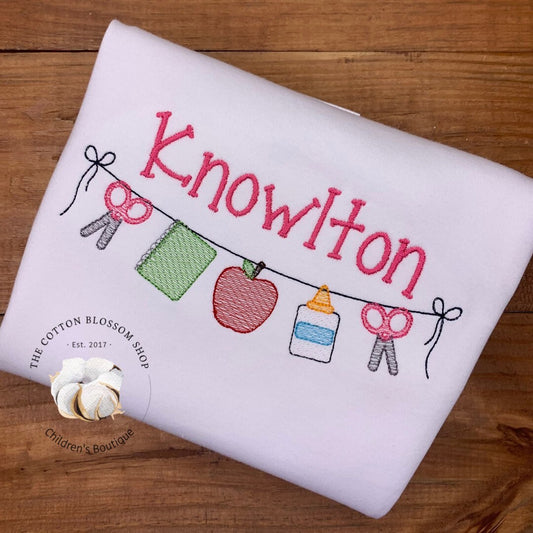 Back to School Monogrammed crayons shirt, girls back to School shirt, personalized apple shirt, monogrammed apple shirt, back to school