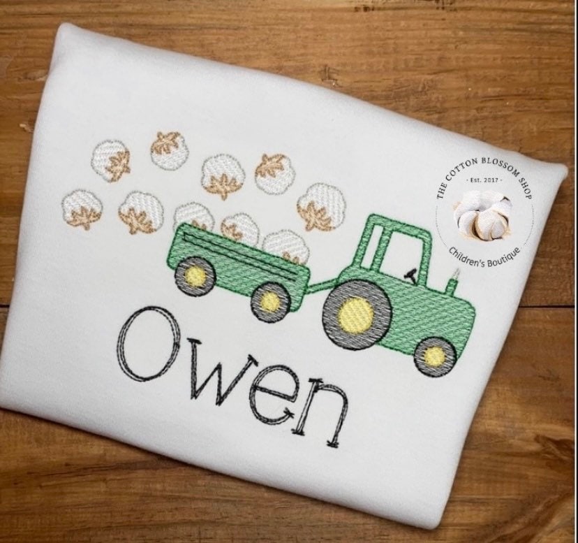Boys Tractor with Cotton Shirt- Personalized shirt
