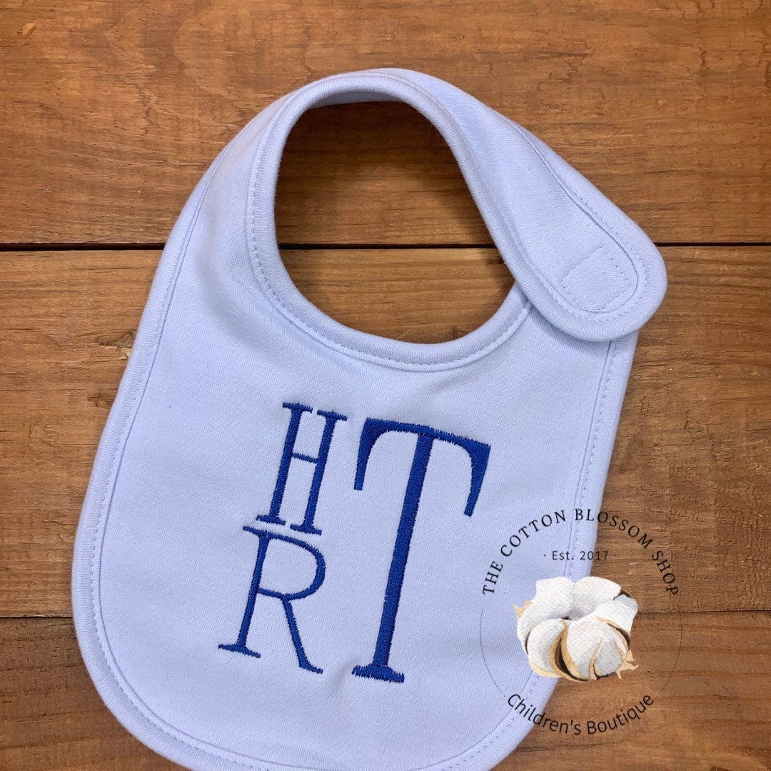 Baby boys Monogram Bib, boys bib, newborn monogrammed bib, embroidered monogram bib, baby shower gift, monogrammed name bib, blue bib