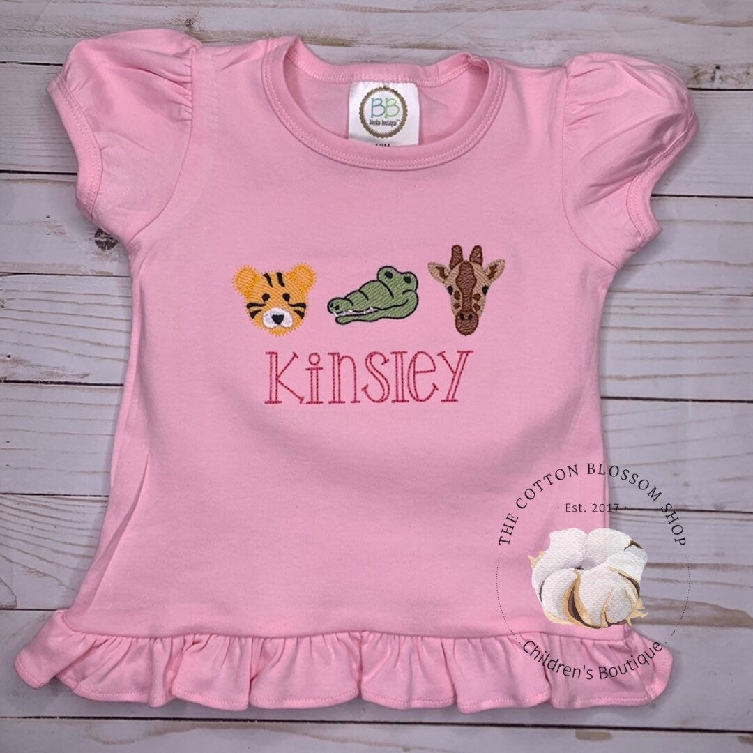 Girls Zoo Shirt, monogrammed zoo shirt, embroidered zoo shirt, going to the zoo