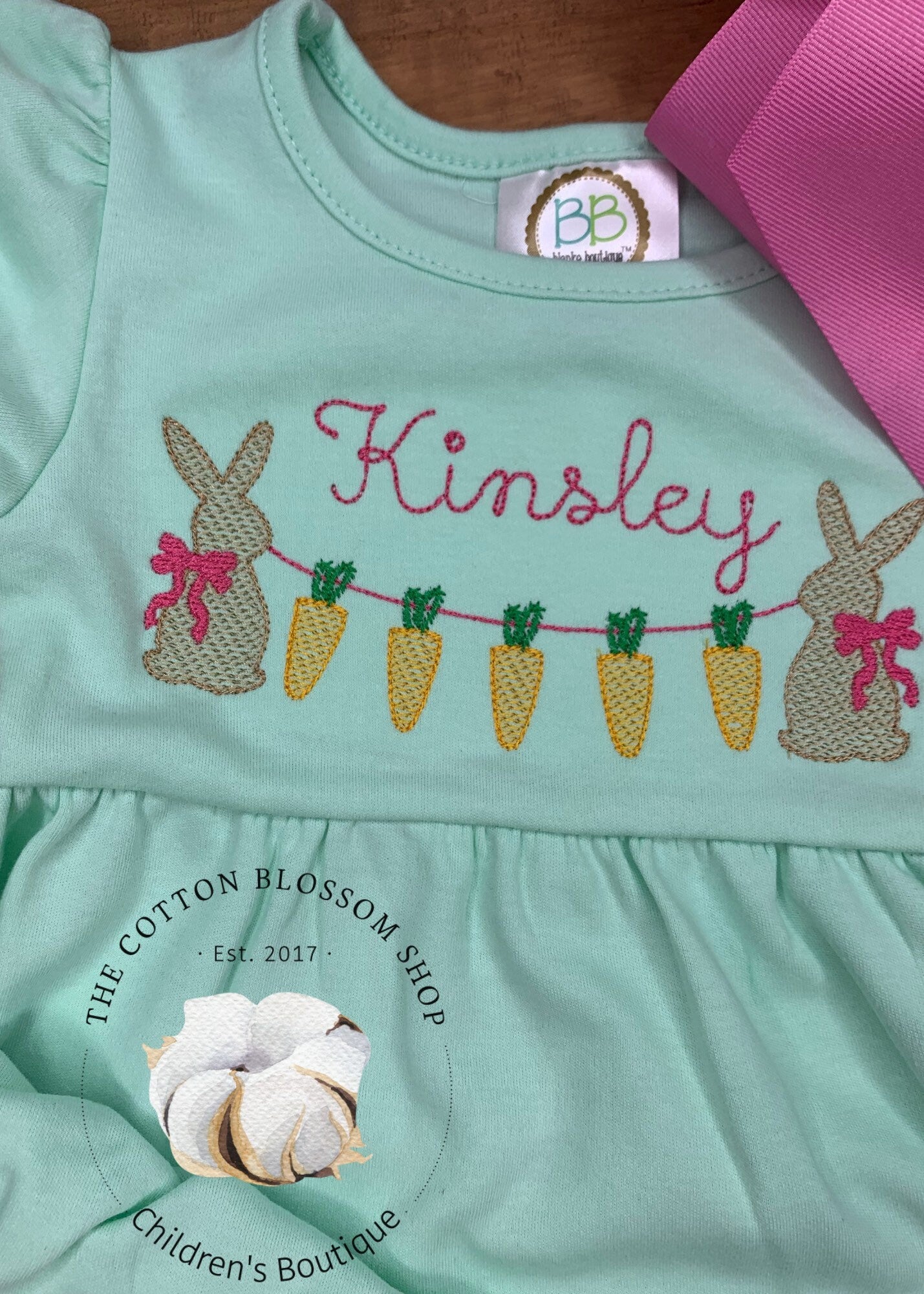 Girls Mint Monogrammed Easter Dress, Easter outfit girls, Easter dress, Easter bunny dress