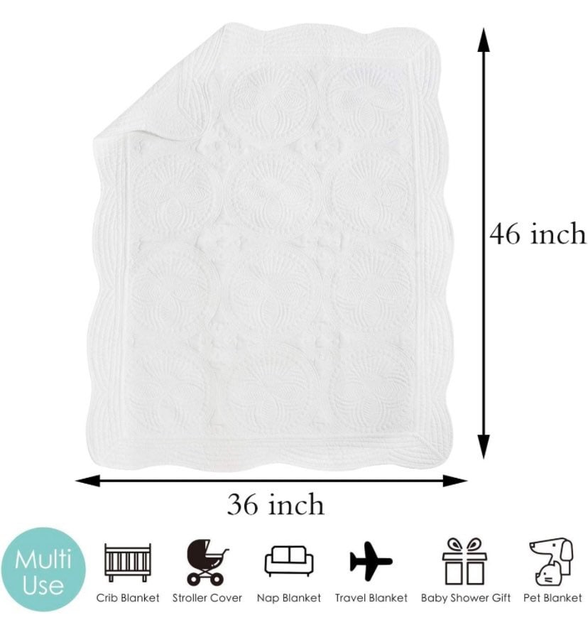 Baby girls heirloom blanket quilt, monogrammed, embroidered