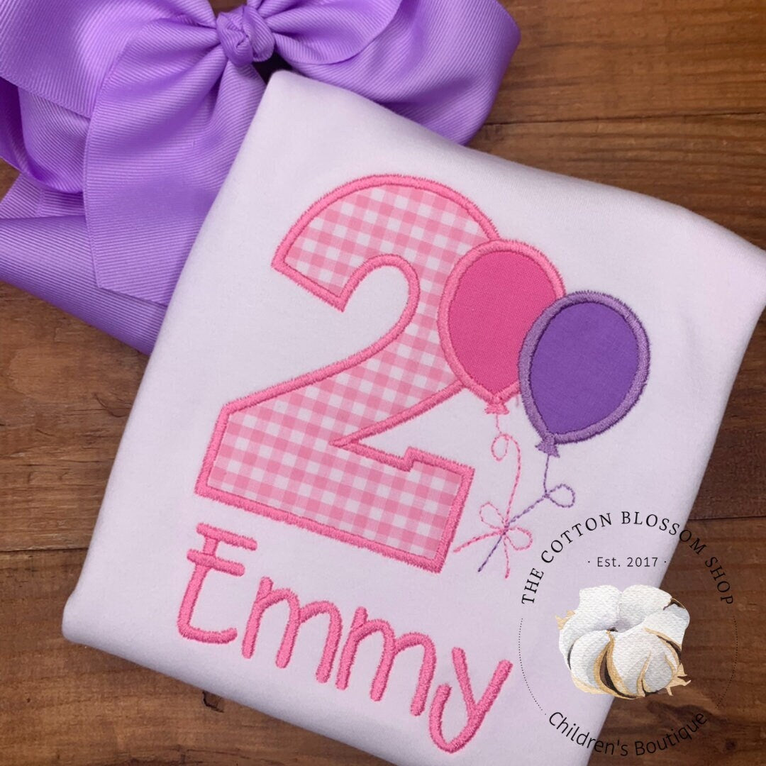 Girls Two birthday shirt, 2 year old birthday outfit, girls birthday two shirt, gingham birthday shirt, two shirt, birthday, pink