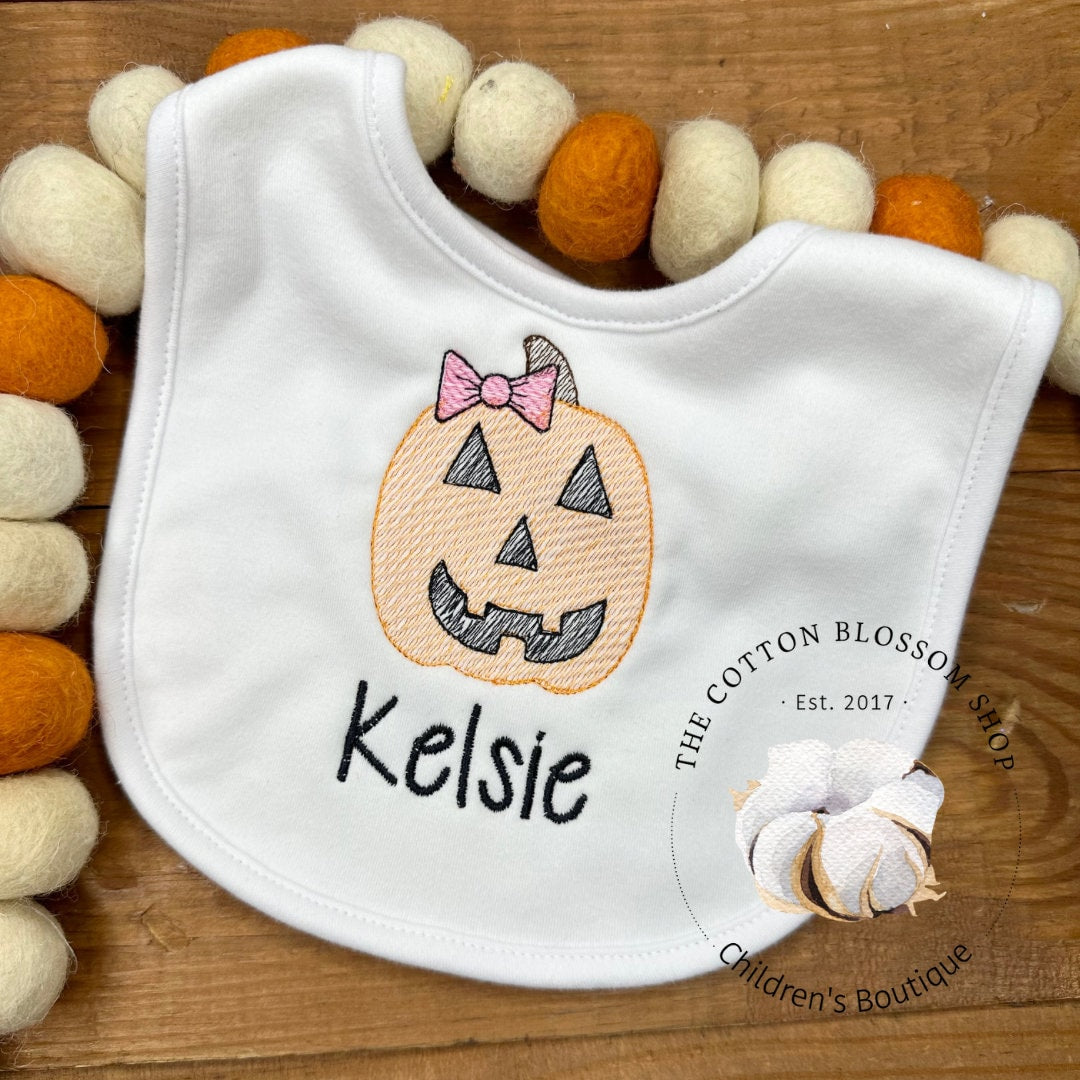 Halloween bib, pumpkin bib bib, monogrammed bib, boys