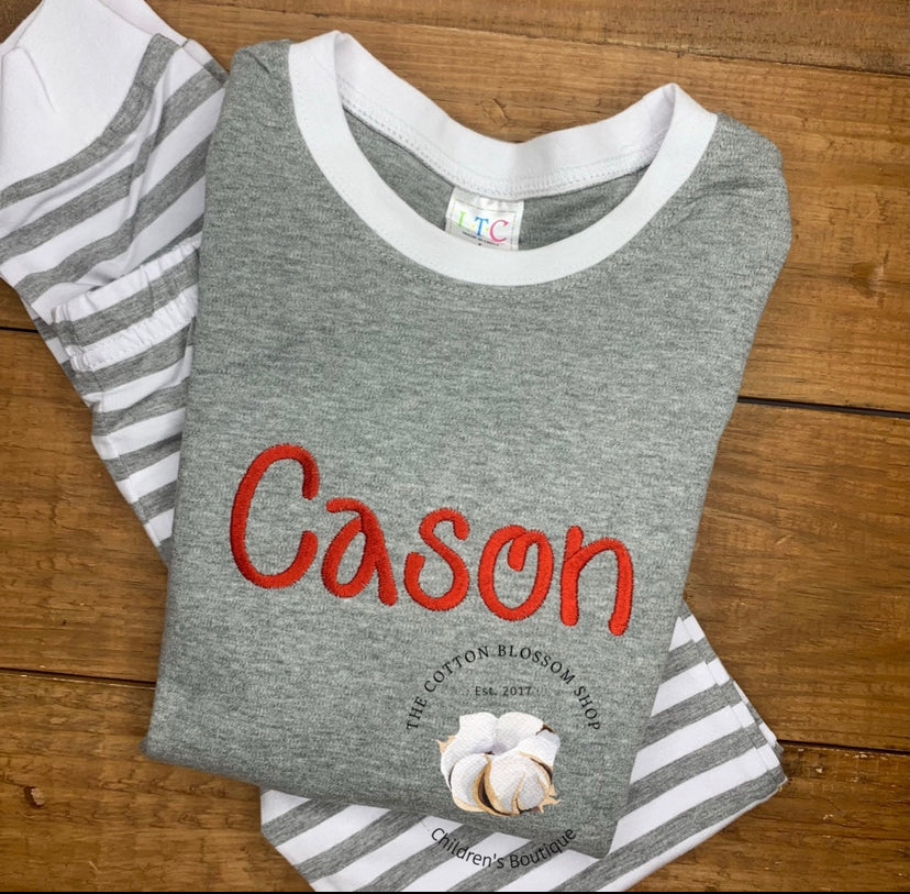 Grey and White Stripes - Christmas Pajamas