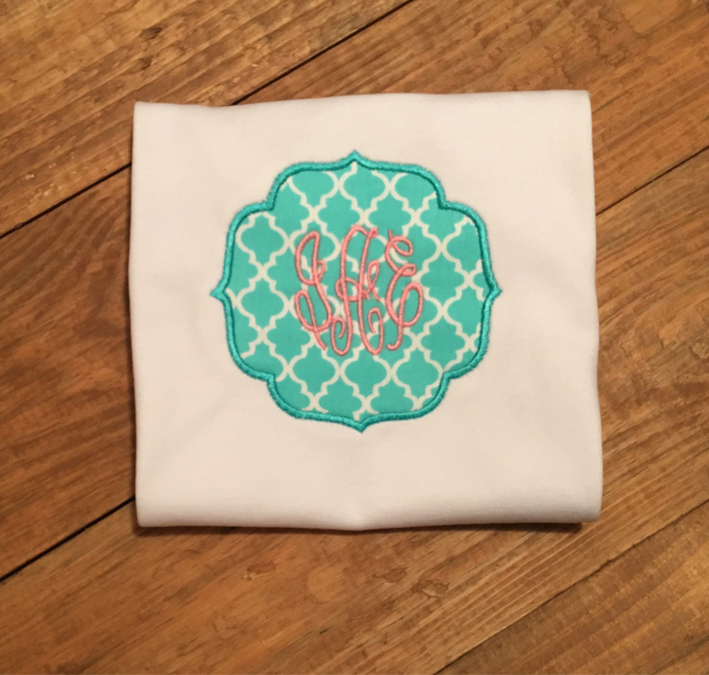 Girls monogrammed shirt, girls aqua and pink monogrammed frame shirt