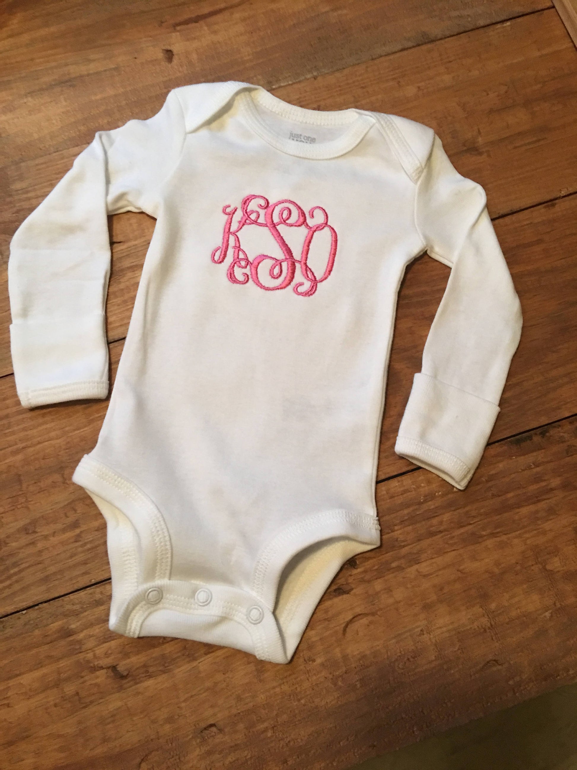 Monogrammed Baby girls bodysuit one piece, baby shower gift, monogrammed baby shower gift, monogrammed bodysuit, embrodiered