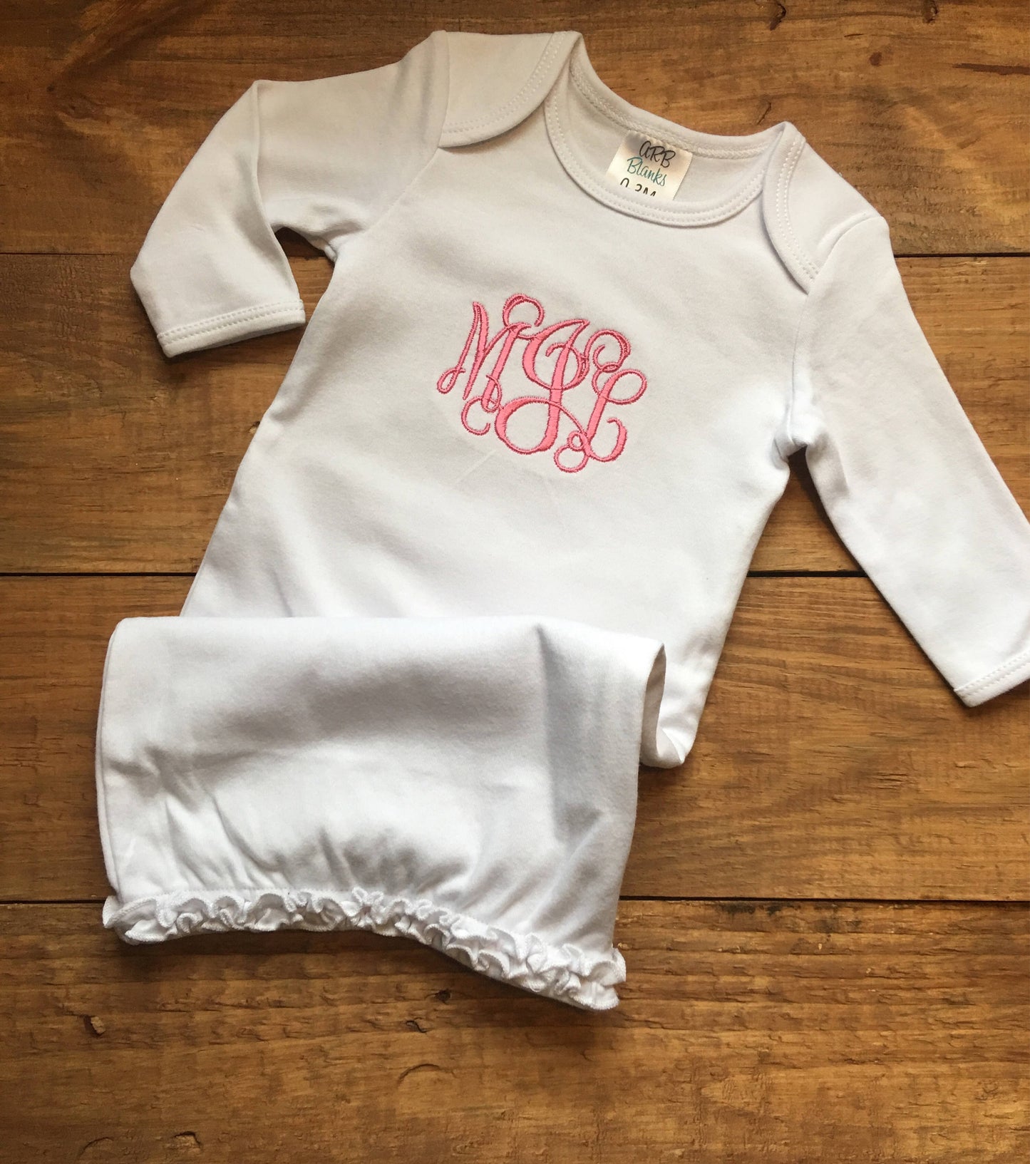 Baby Girls Coming Home Outfit, newborn coming home outfit, newborn clothes, boutique baby clothes, monogrammed ruffle baby gown, monogrammed