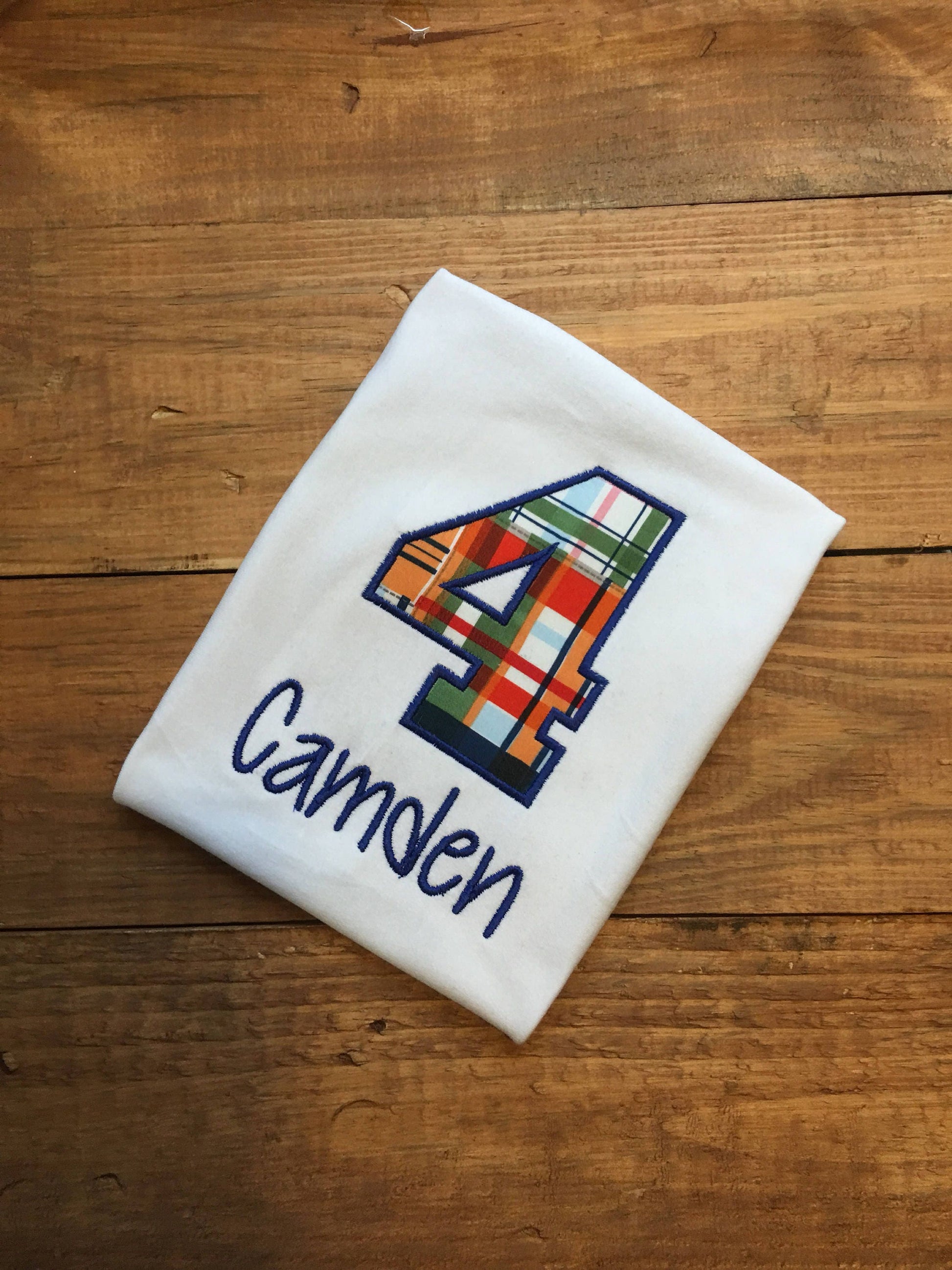Boys plaid birthday shirt