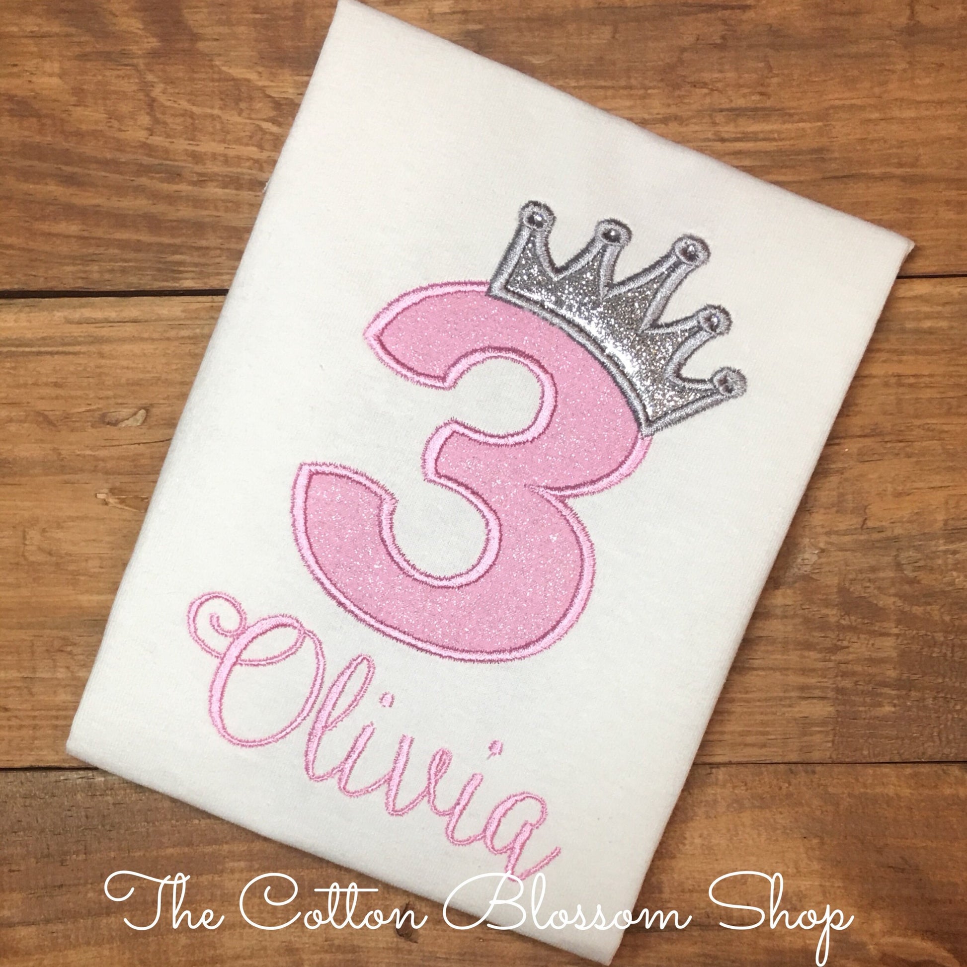 Princess pink and silver birthday shirt with glitter crown, princess shirt, princess glitter crown birthday outfit