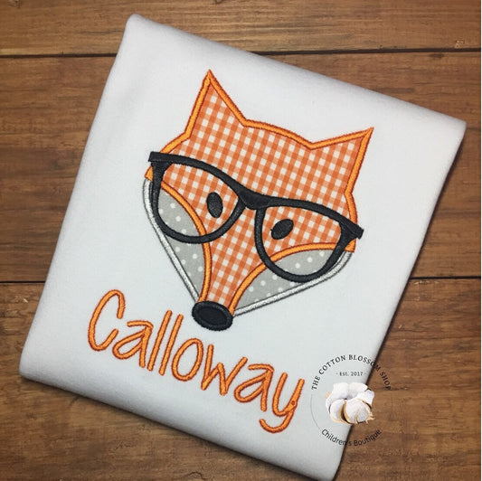 Hipster Fox Applique Shirt