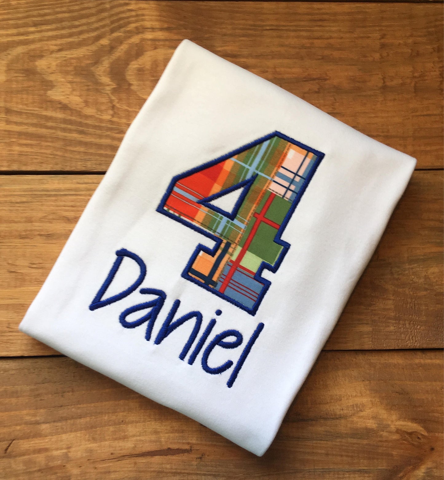 Boys plaid birthday shirt
