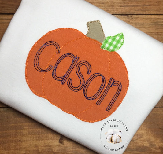 Boys personalized pumpkin shirt with name
