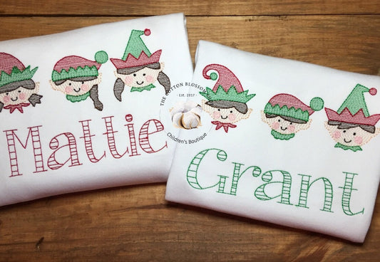 Brother and sister matching Christmas elves shirts, sibling christmas shirts, matching family christmas shirts, personalized christmas elf