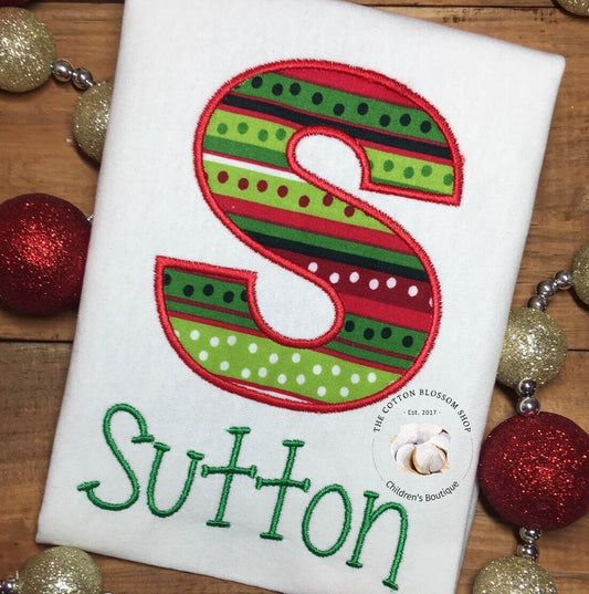 Girls Christmas monogrammed shirt, personalized christmas shirt, girl christmas shirt, girl christmas shirt with name, girls christmas