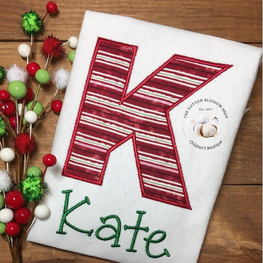 Girls candy canes christmas monogrammed shirt, personalized christmas shirt, girl christmas shirt, girl christmas shirt with name, girls