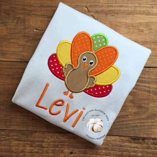 Boys Thanksgiving Turkey Shirt, toddler thanksgiving shirt, turkey shirt, monogrammed shirt, personalized shirt, embrodered shirt