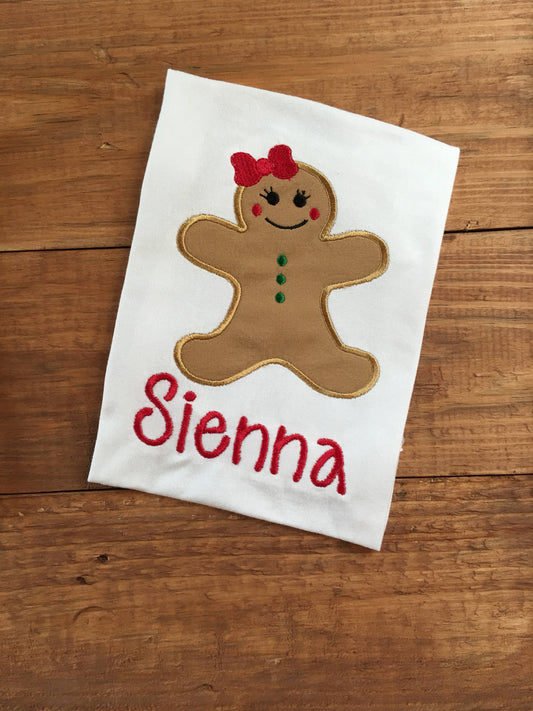 Girls Christmas shirt, personalized christmas shirt, monogrammed christmas shirt,gingerbread girl shirt, girl gingerbread christmas shirt