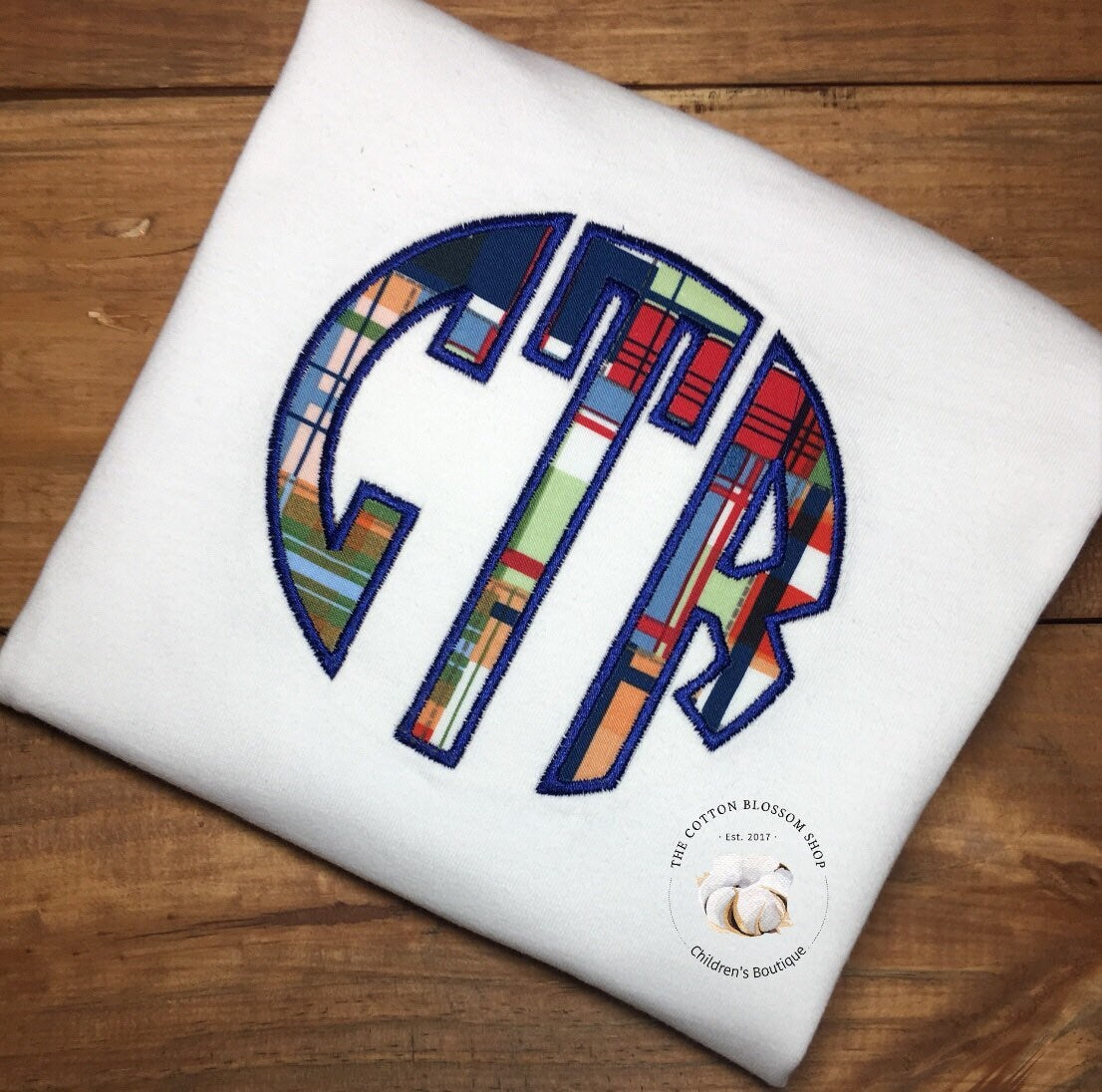 Boys madras plaid circle monogram shirt, boys applique monogrammed shirt, boys monogram shirt, applique monogram shirt, boys plaid monogram