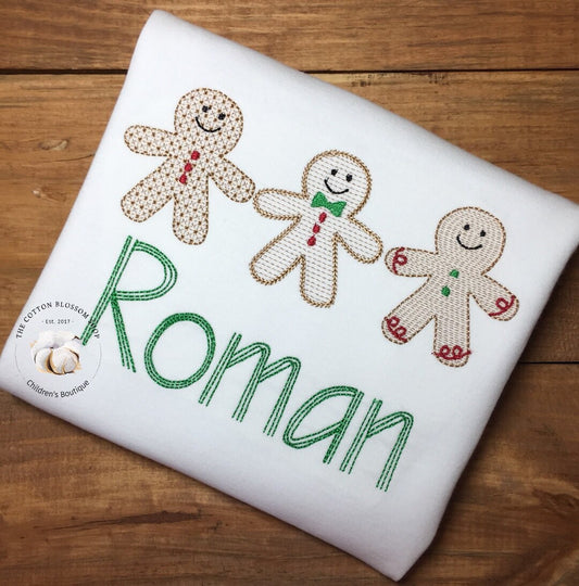 Boys gingerbread men Christmas shirt, personalized christmas shirt, monogrammed christmas shirt, gingerbread boy shirt, christmas shirt