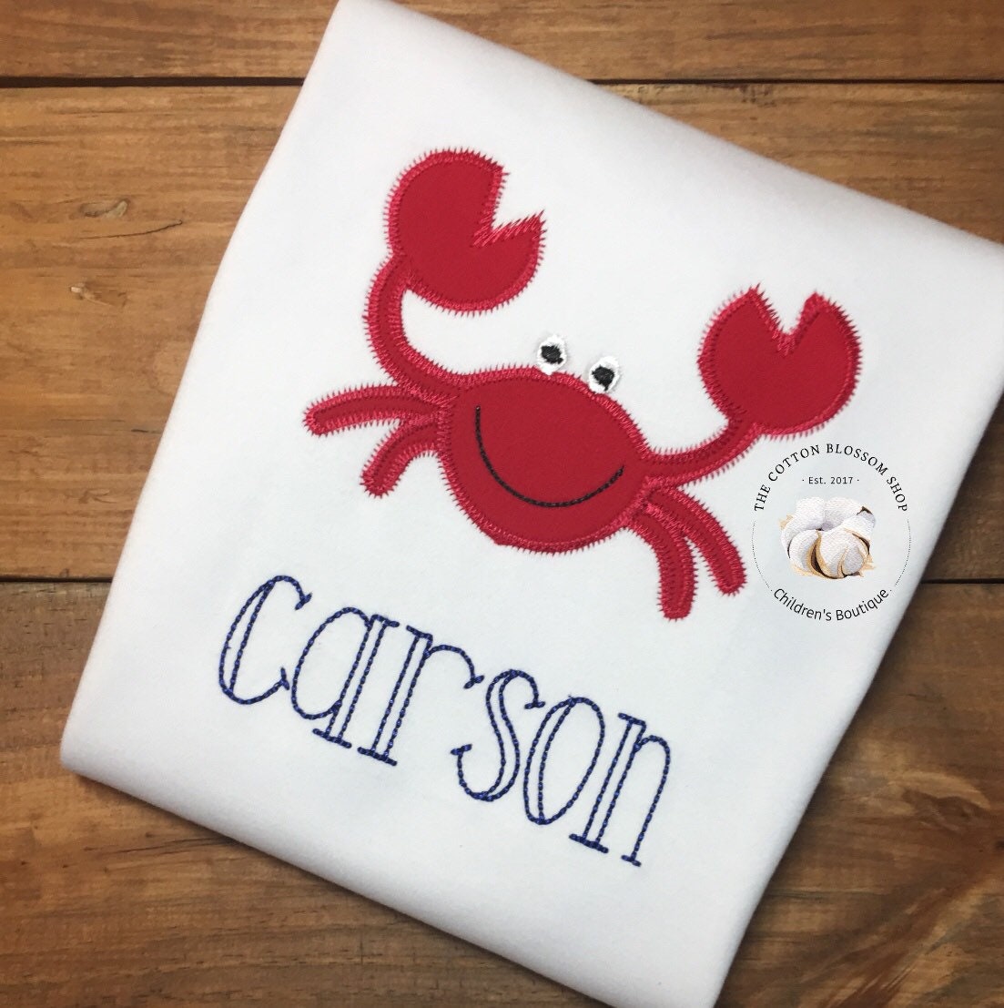 Boys Crab applique Shirt