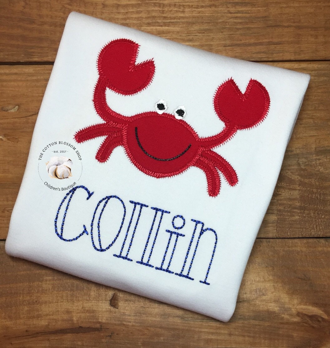 Boys Crab applique Shirt