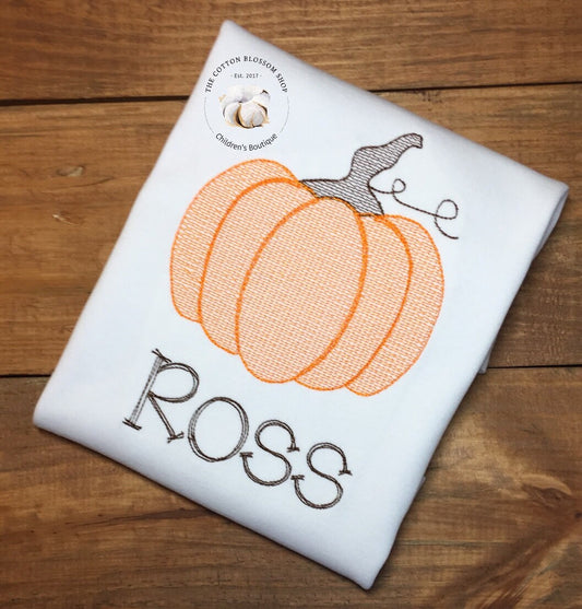 Boys Pumpkin embroidered shirt