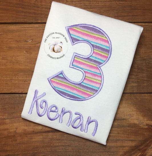 Girls pastel applique birthday shirt, pastel birthday outfit, girls birthday  shirt, party birthday shirt, pastel