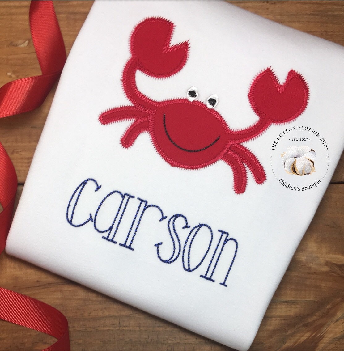 Boys Crab applique Shirt