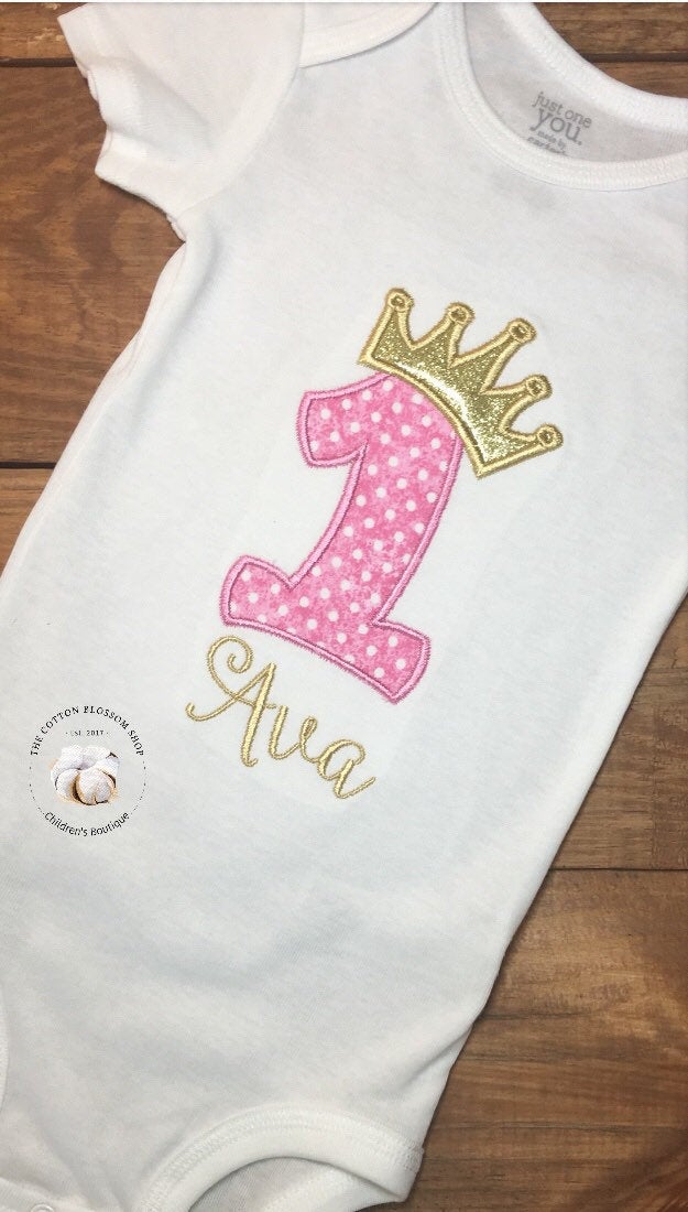 1st birthday Princess shirt glitter crown, princess shirt, princess glitter crown birthday outfit, first birthday princess outfit