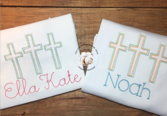 Brother and sister matching Easter outfit, sibling shirt set, easter crosses personalized Shirt, religious easter shirt