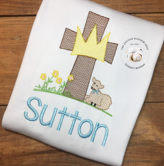 Personalized boys easter cross shirt, easter cross, lamb, crown shirt