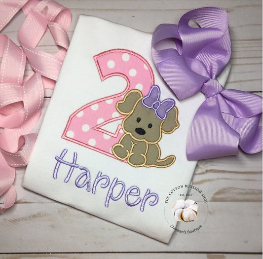 puppy birthday shirt, girls puppy birthday shirt, girls 1st birthday shirt, 2nd birthday puppy shirt, dog birthday shirt, pink and purple