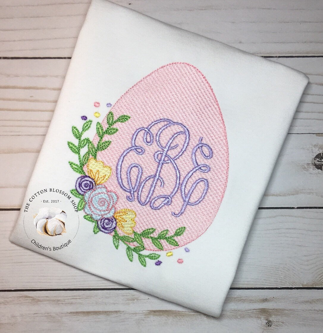 Personalized girls easter shirt, monogrammed Easter egg shirt