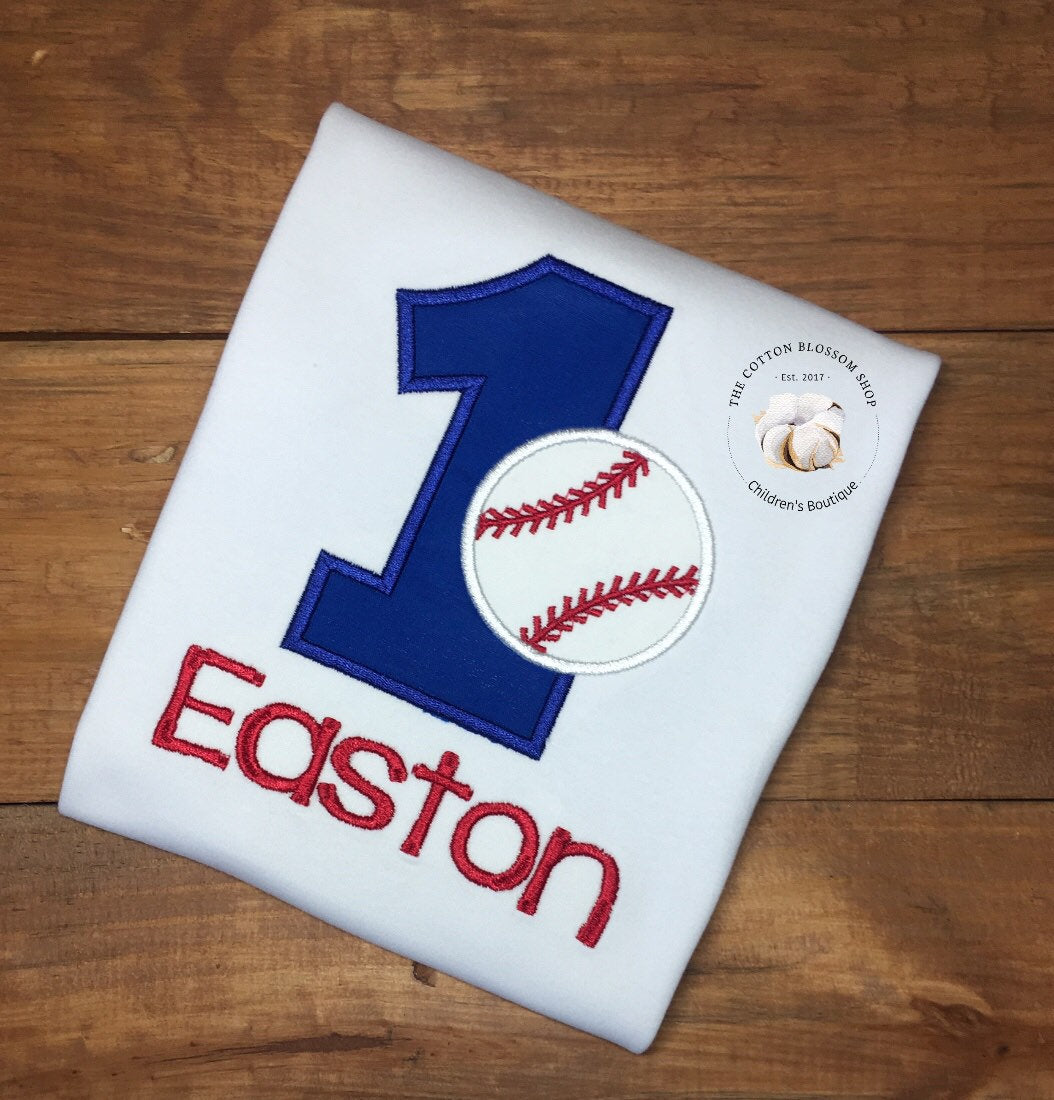 Boys First Birthday Shirt, Boys Baseball birthday shirt, 1st birthday baseball shirt