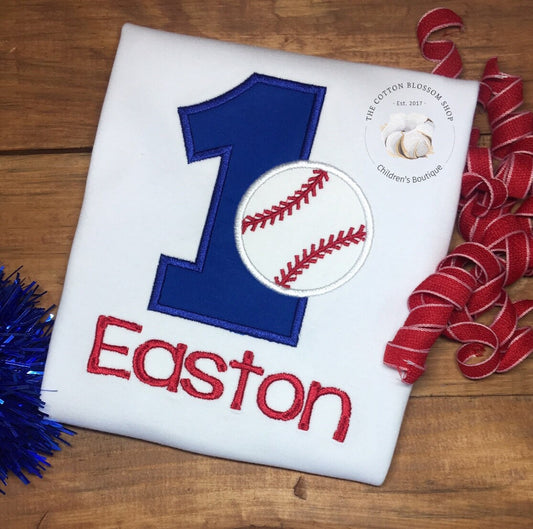 Boys First Birthday Shirt, Boys Baseball birthday shirt, 1st birthday baseball shirt