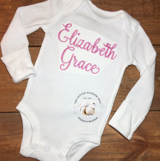 Newborn Baby girl coming home outfit, newborn coming home outfit, hospital outfit, monogrammed one piece bodysuit, girls personalized