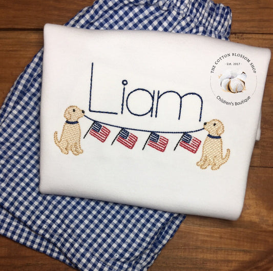 Patriotic Personalized dog shirt, personalized embroidered boy dog shirt