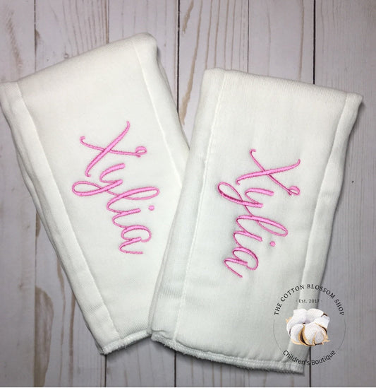 Baby girls personalized monogrammed burp cloth, baby girls baby shower gift