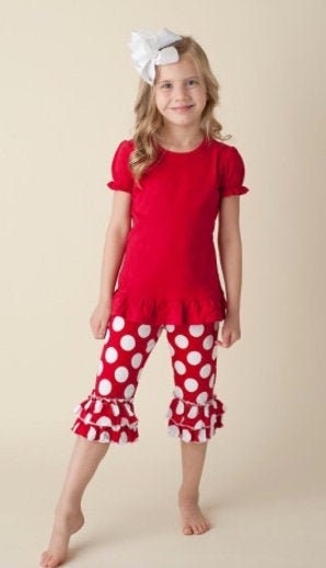 Red Polka Dot Ruffle Capris