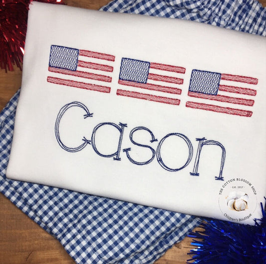 Boys appliqué American Flag Embroidered shirt - Boys 4th of July Shirt - personalized patriotic shirt